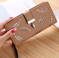 Gold Hollow Leaves Pouch Wallet - orevele