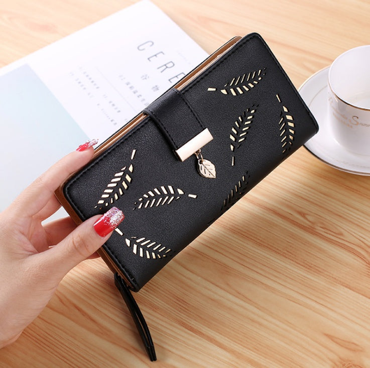 Gold Hollow Leaves Pouch Wallet - orevele