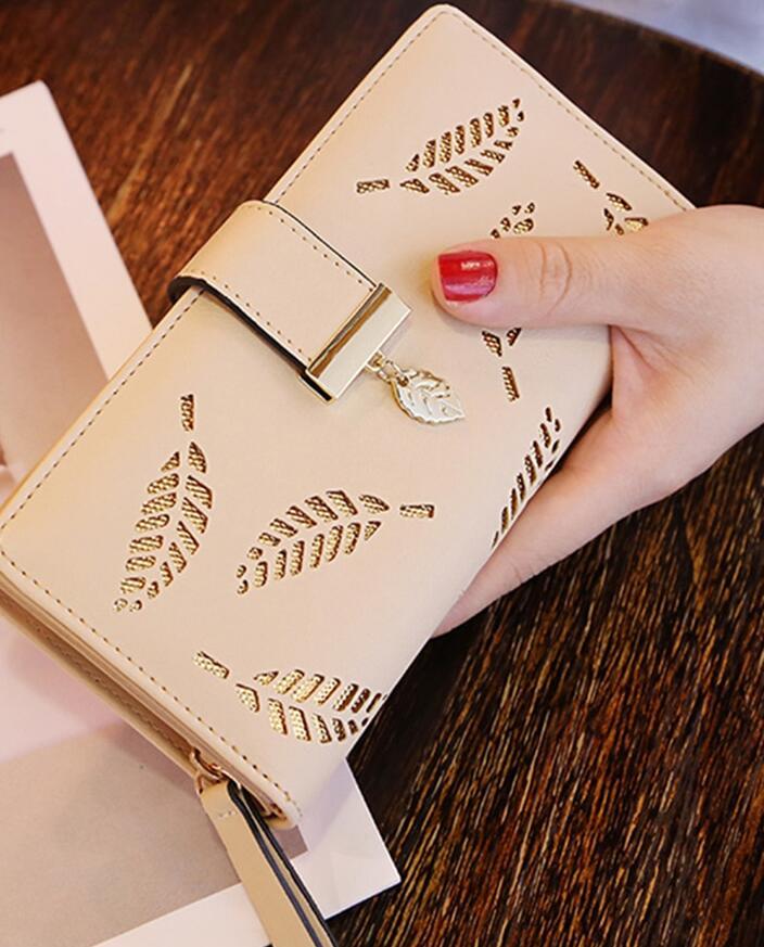 Gold Hollow Leaves Pouch Wallet - orevele