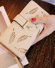 Gold Hollow Leaves Pouch Wallet - orevele