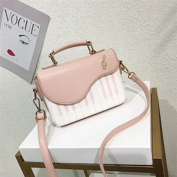 Chic Piano Motif Leather Bag - orevele