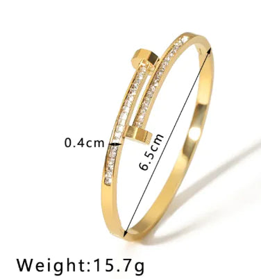 Zircon Studded Nail Bracelet - orevele