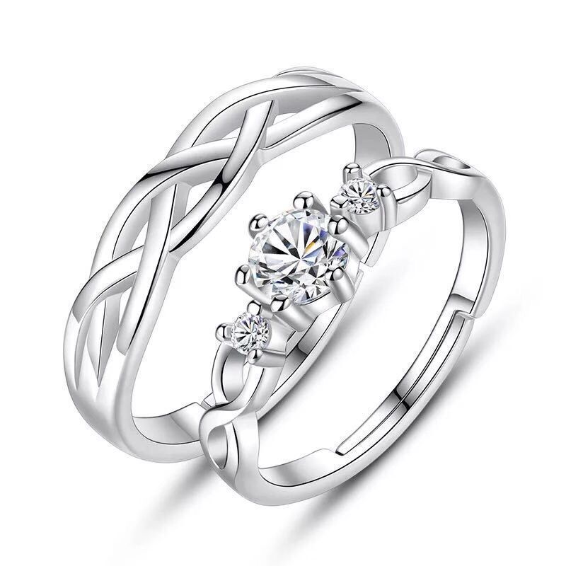 Simple Diamond-studded Couple Rings - orevele