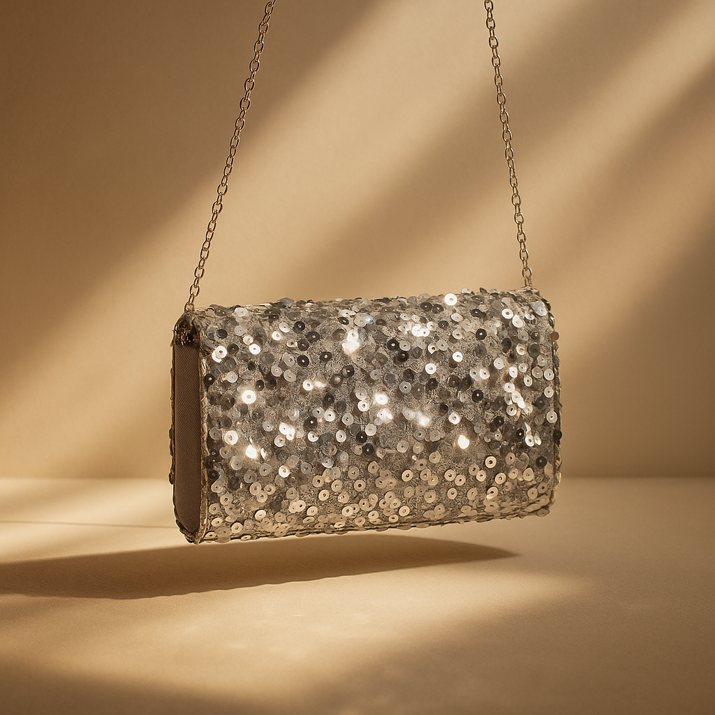 GlimmerArc Sequin Clutch - orevele