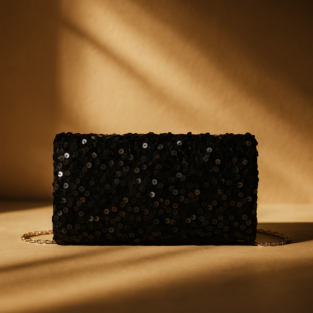 GlimmerArc Sequin Clutch - orevele