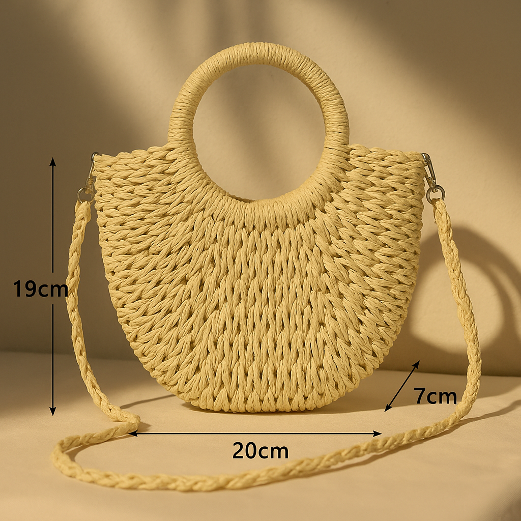Solara Woven Crescent Tote - orevele
