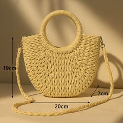 Solara Woven Crescent Tote - orevele