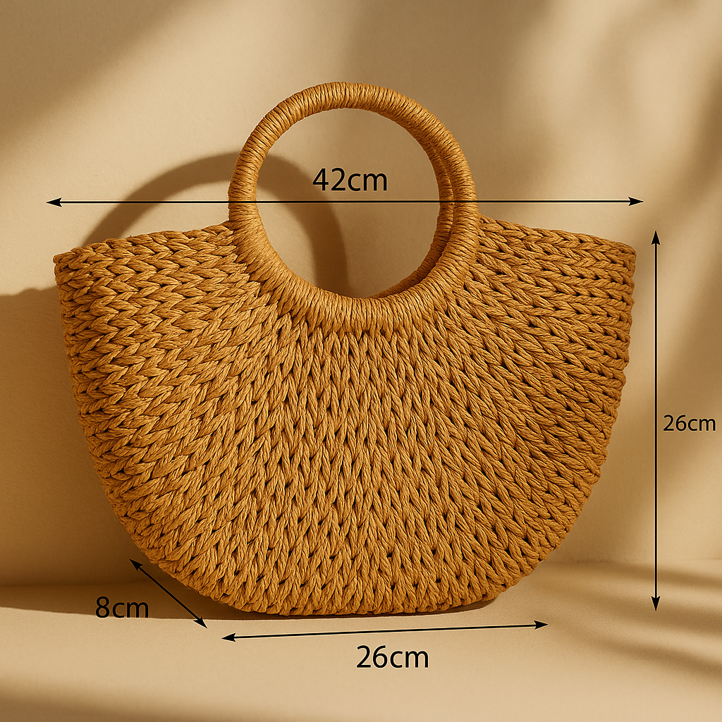 Solara Woven Crescent Tote - orevele