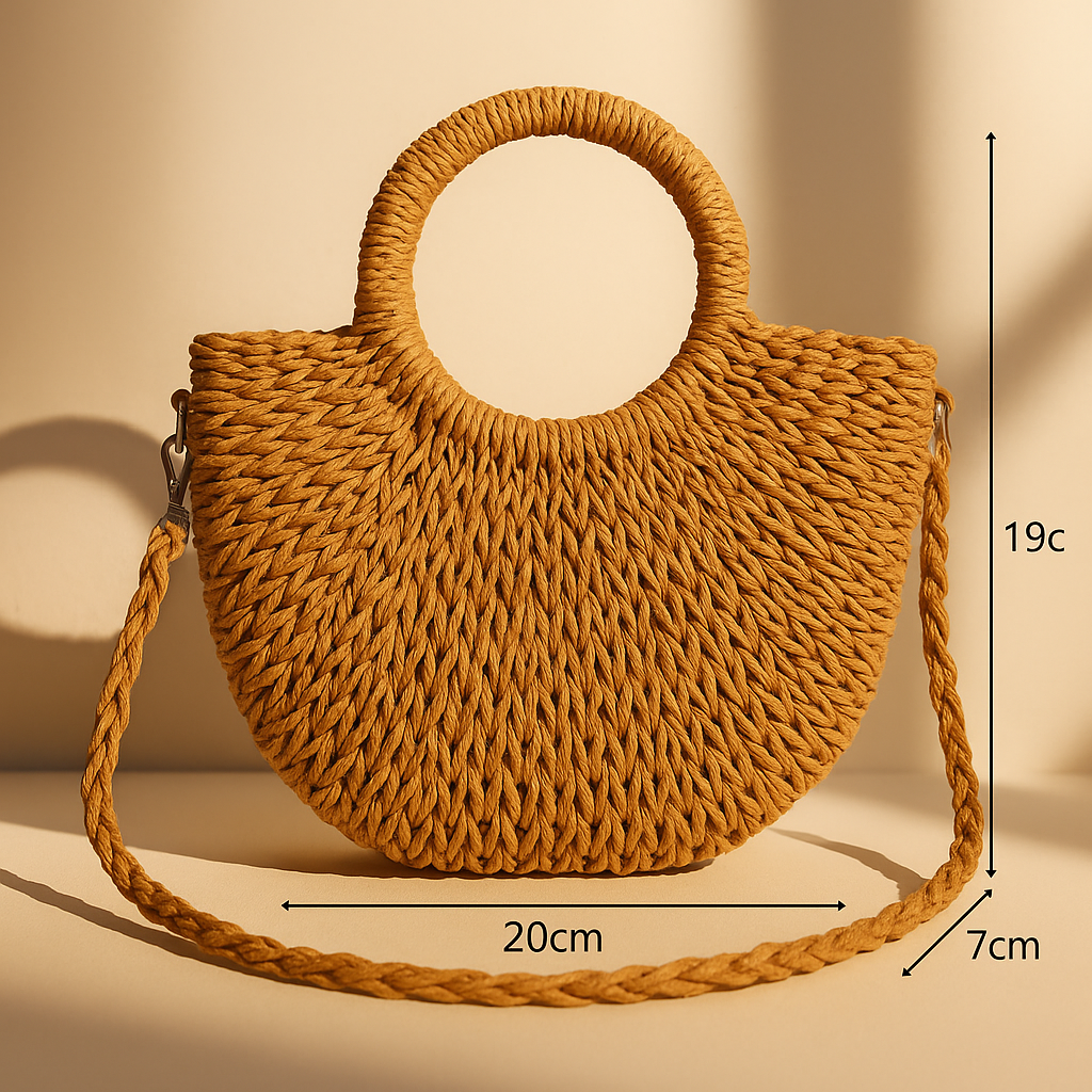 Solara Woven Crescent Tote - orevele