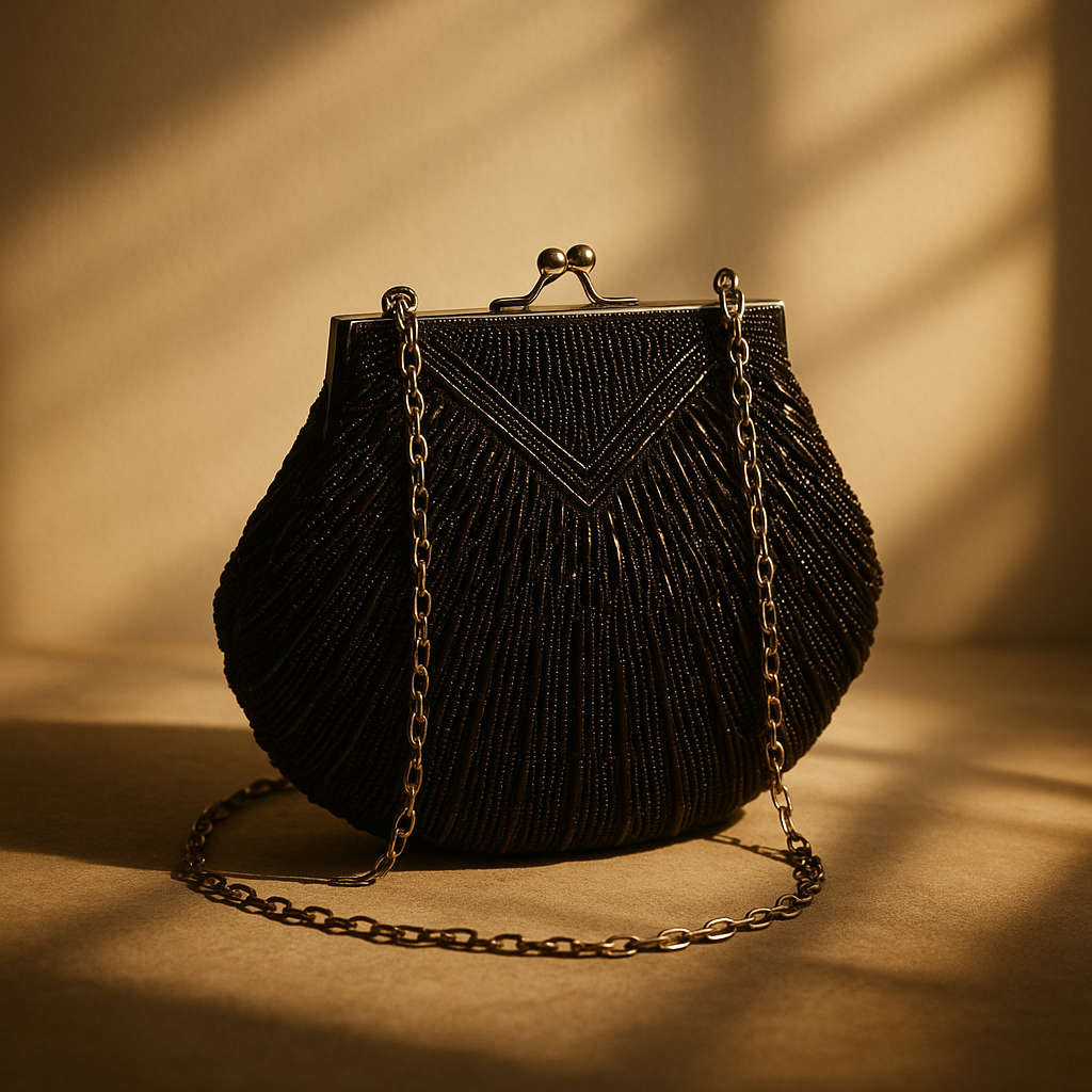 NoirGleam Beaded Clutch - orevele