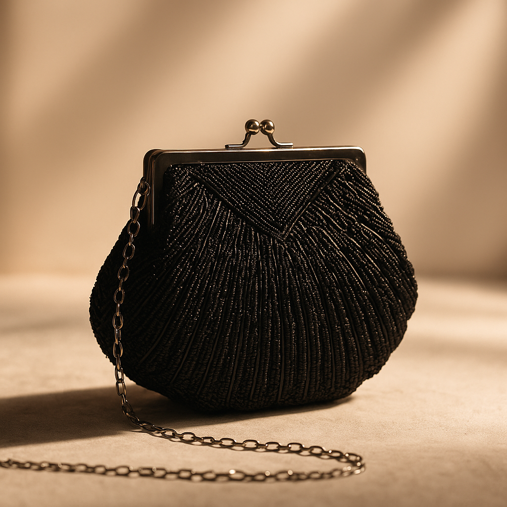 NoirGleam Beaded Clutch - orevele