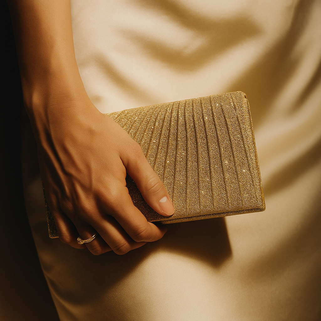 GlitzFold Metallic Clutch - orevele