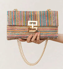 Load image into Gallery viewer, Women&#39;s Chain Flap Screw Lock Straw Bag - orevele