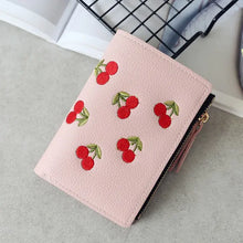 Load image into Gallery viewer, Cherry Embroidered Zip Wallet - orevele