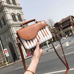 Chic Piano Motif Leather Bag - orevele