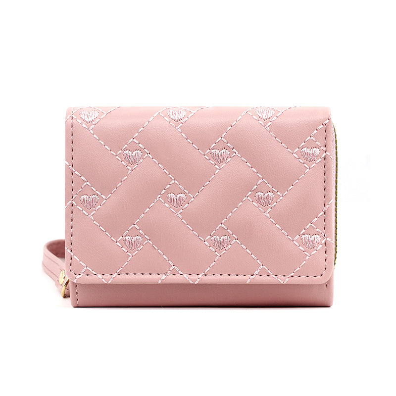 Embroidered Love Heart Multi Card Slots Wallet - orevele