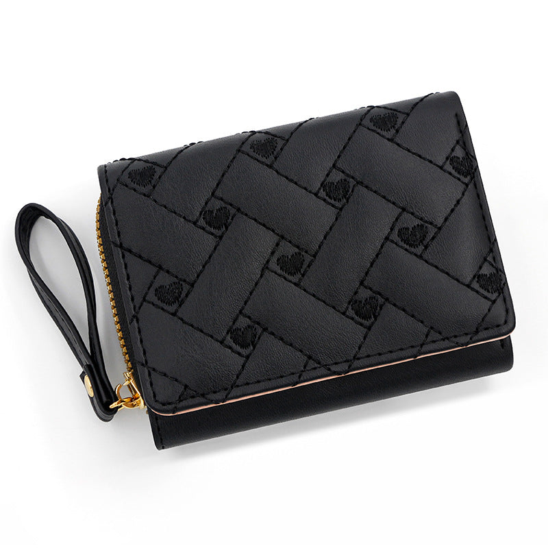 Embroidered Love Heart Multi Card Slots Wallet - orevele