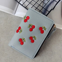 Load image into Gallery viewer, Cherry Embroidered Zip Wallet - orevele
