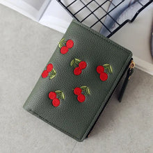 Load image into Gallery viewer, Cherry Embroidered Zip Wallet - orevele