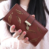 Leaf Cutout Zipper Wallet