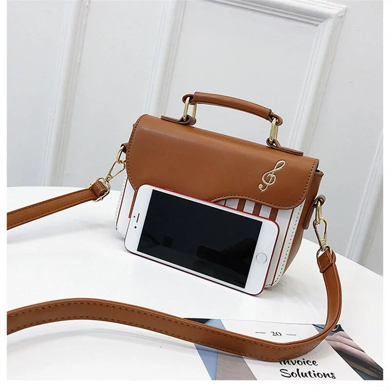 Chic Piano Motif Leather Bag - orevele