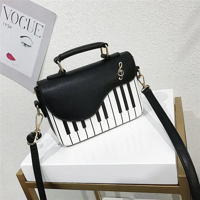 Chic Piano Motif Leather Bag - orevele